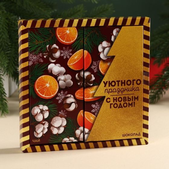 Новый год! Подарочный набор «Верь в мечту, и она сбудется»: чай чёрный со вкусом пряный апельсин 50 г., молочный шоколад 70 г.