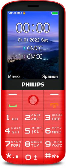 Мобильный телефон Philips E227 Xenium 32Mb красный моноблок 2Sim 2.8&quot; 240x320 0.3Mpix GSM900/1800 FM microSD