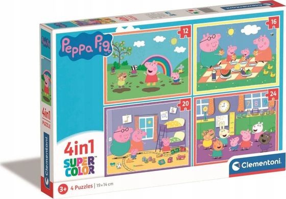 Clementoni CLE puzzle 4w1 SuperKolor Świnka Peppa 21516