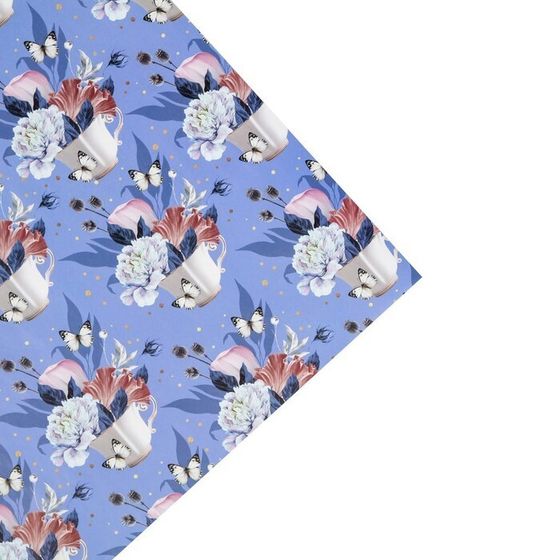 !09 Бумага глянцевая (набор 4 листа) "Цветочная" 50 × 70 см.