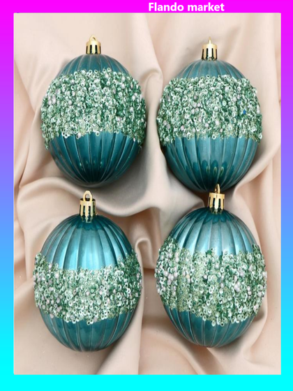 !09 Набор шаров 4 штуки пластик d-8 см.&quot;Рокси&quot;, цвет зеленый