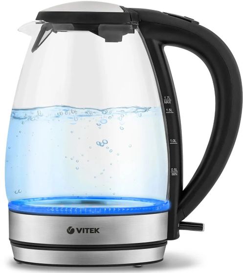 Чайник электрический Vitek VT-7046 1.7л 2200Вт серебристый/черный