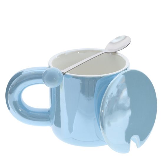 Кружка с крышкой и ложкой, 300 мл, L14 W9 H11 см, 4в.