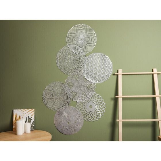 !09 Набор из 5-ти предметов - Салфетка сервировочная на стол «Гипноз», d=38 см, цвет серебро