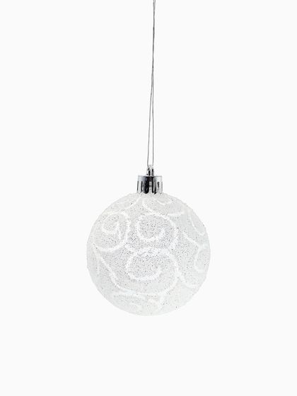 !09 Набор елочных шаров (набор 5 штук) "Волшебные узоры", d=6 см, цвет белый