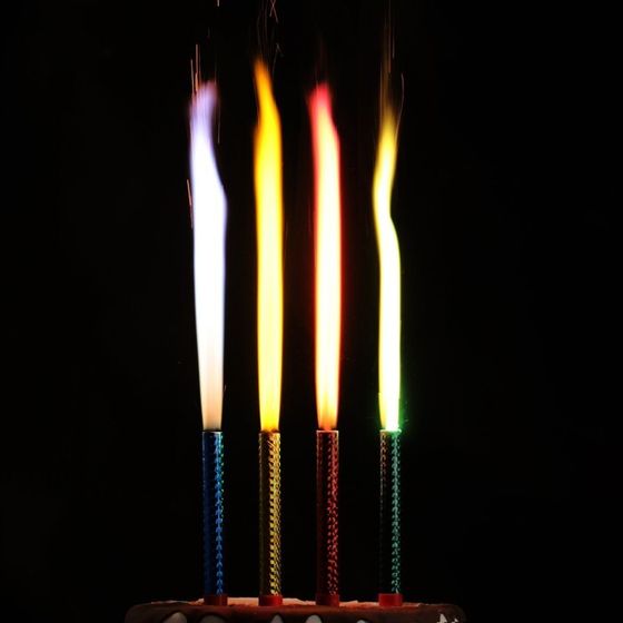 Свечи фонтаны для торта &quot;Радужные искры&quot; 10 см, 30 секунд, цветное пламя, 4 шт