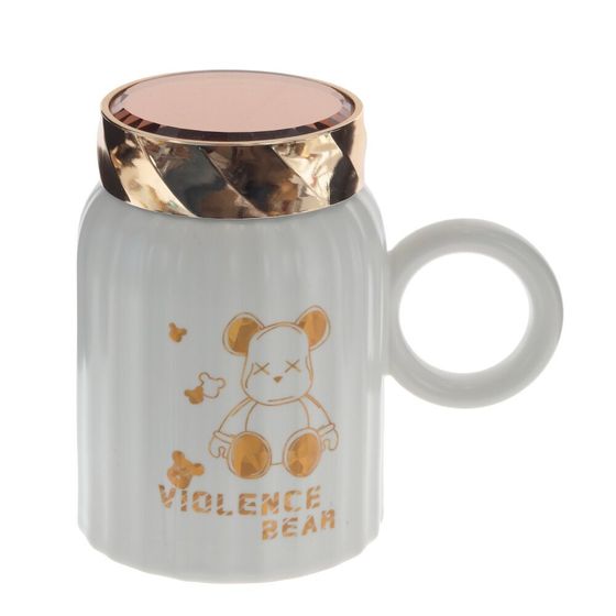 Кружка с крышкой, 500 мл, L14 W9 H13 см, дизайн микс