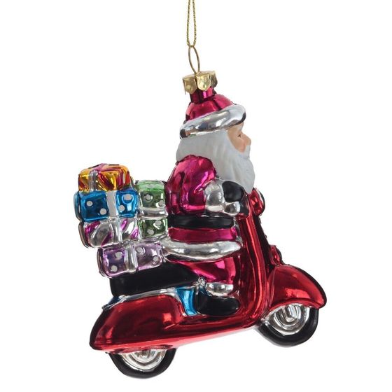 Украшение новогоднее &quot;Дед Мороз на мопеде&quot;, L9 W3 H11,5 см, 2в.