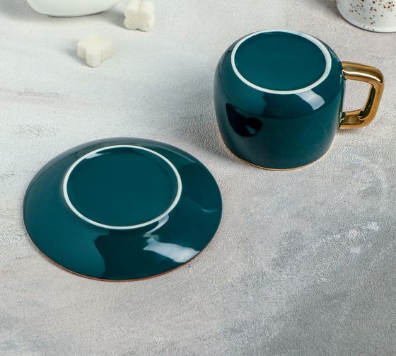 !09 Чайная пара керамическая «Изумруд», 2 предмета: чашка 300 мл, блюдце d=13,5 см