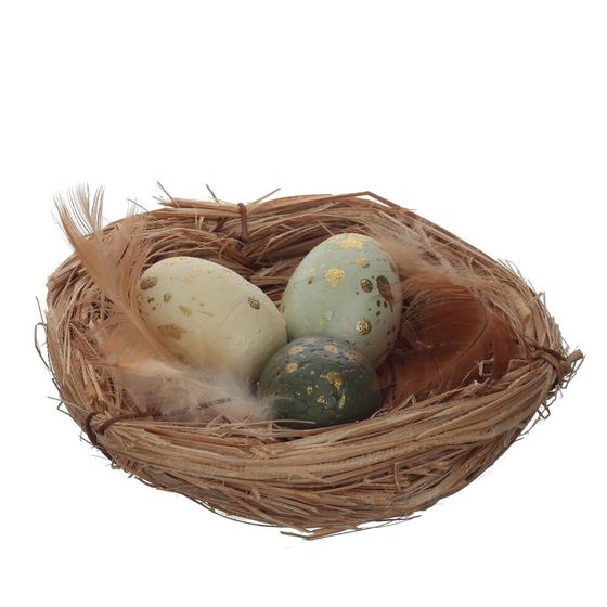 Набор из 2-х изделий декоративных &quot;Гнездо пасхальное&quot;, Д17 Ш9 В2 см