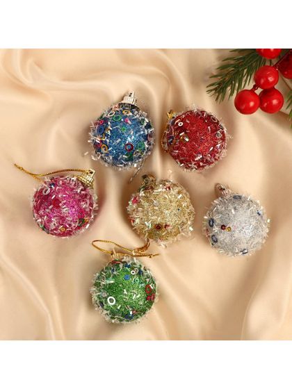 !09 Набор елочных игрушек 12 штук&quot;Пайетка&quot;, шары новогодние, d=4 см. цвет микс