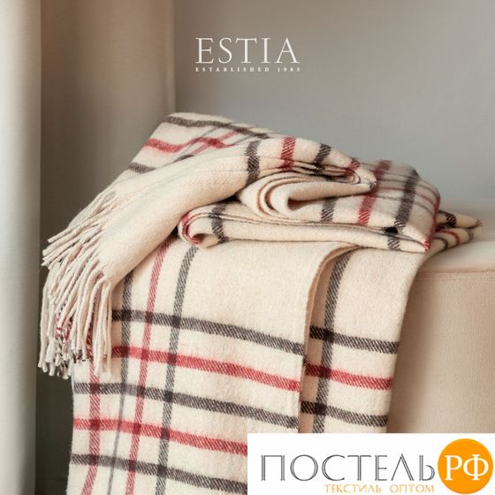 Estia  ТРЕВИ Плед беж-кор 150х200/10х2 см, 1 пр, 100% шерсть , 350 гр/м2