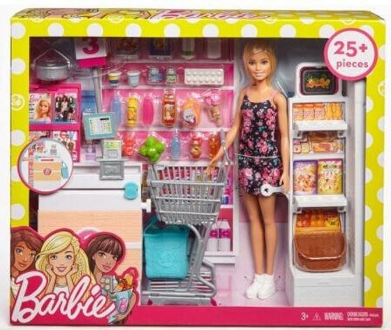 Lalka Barbie Mattel - Zestaw supermarket (FRP01)