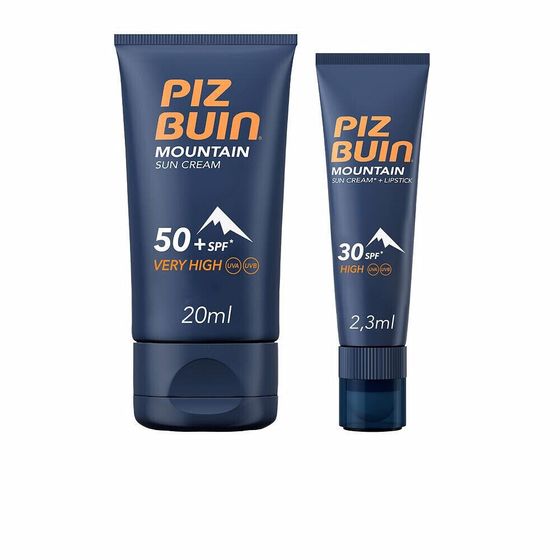 Piz Buin Mountain Sun Set Набор: Солнцезащитный крем для лица Spf50+ 20 мл + губ 20 мл Солнцезащитный крем и губная помада 2 в 1 Spf30 2,3 мл