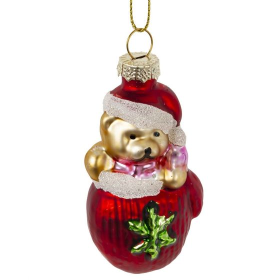 Украшение новогоднее "Варежка с мишкой", L4 W3 H9 см