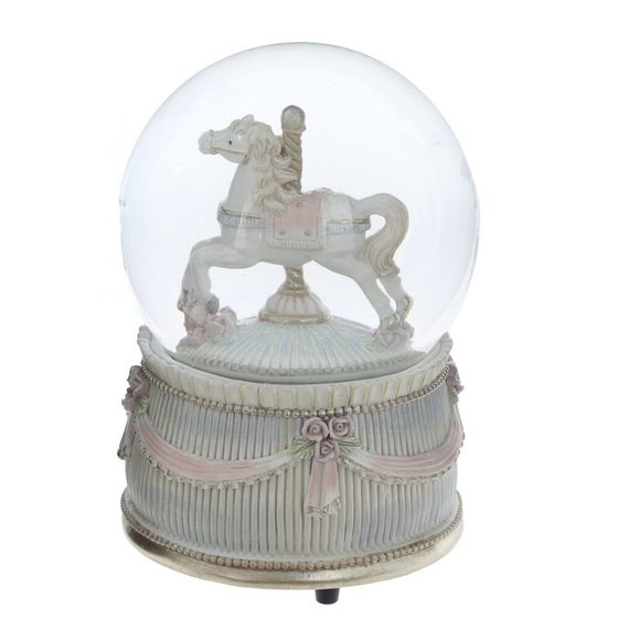 Фигурка декоративная в стекл шаре &quot;Лошадка&quot; (ключ, муз, движ), D 10 см, L9,5 W9,5 H14 см
