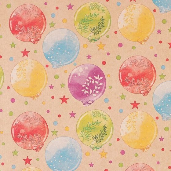 !09 Бумага упаковочная 2 штуки крафтовая «Шары», 70 × 100 см.
