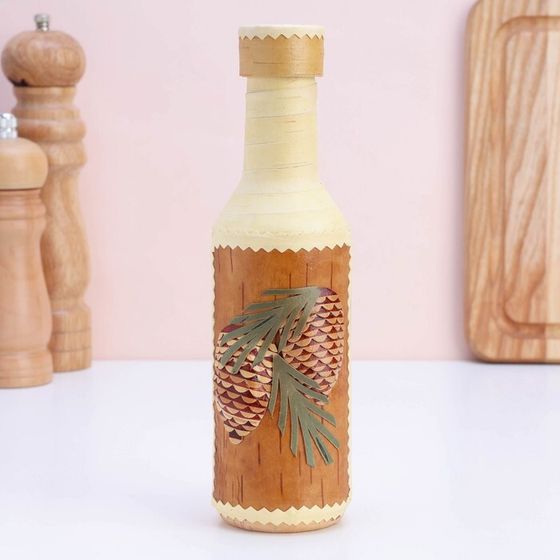 Фляжка-бутылка &quot;Шишки&quot;, 0,25 л, береста