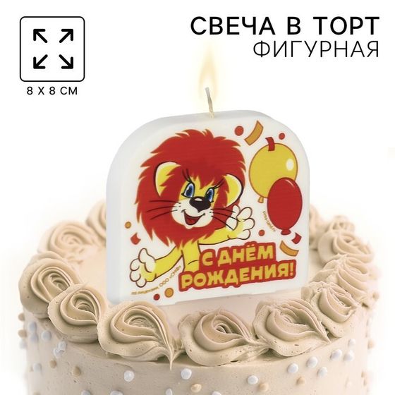 Свеча для торта &quot;С Днем Рождения!&quot;, 8 х 8,8 см, Львёнок и Черепаха