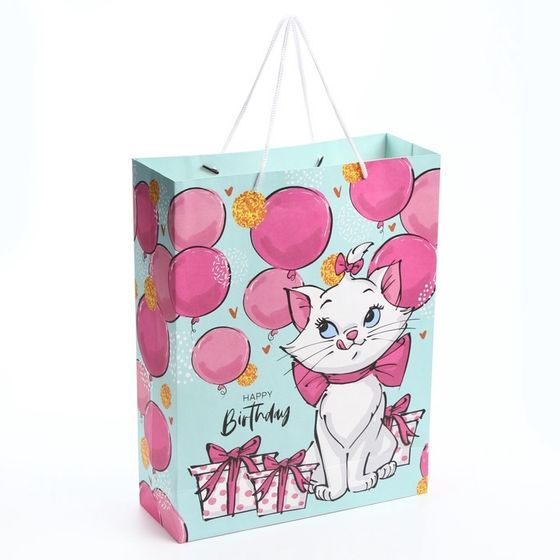 Пакет подарочный крафт Happy Birthday,40×31×11.5 см, Коты аристократы