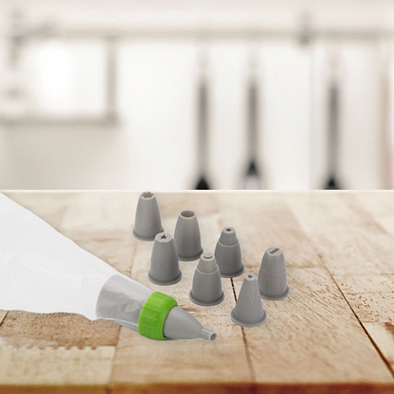 Мешок кондитерский с 8 насадками VIVA Grey