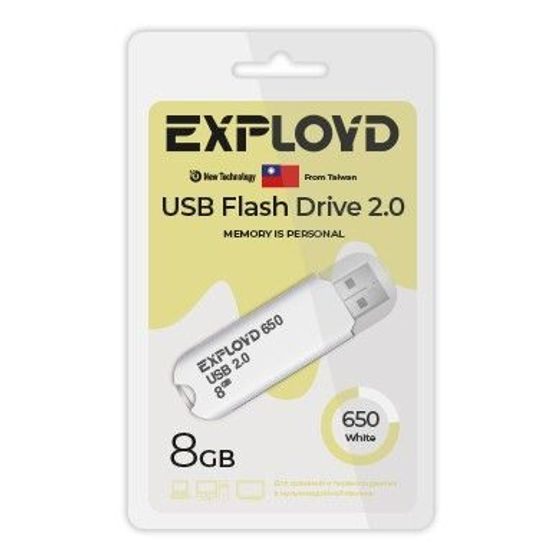Флеш диск 8GB Exployd EX-8GB-650 USB 2.0 белый