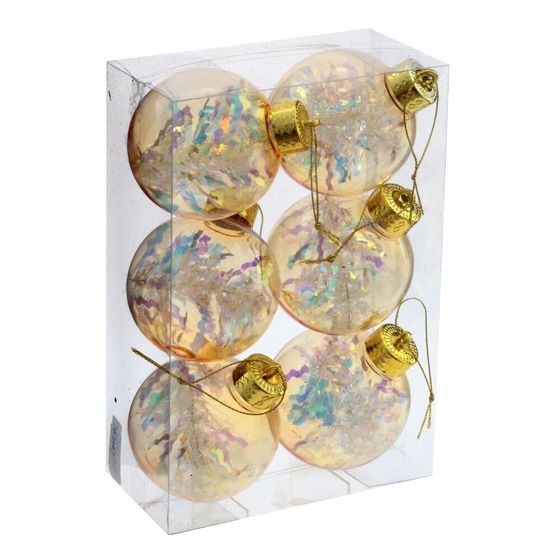 Набор из 6шт Украшение новогоднее &quot;Шар&quot;, D 8 см, L23,5 W8 H15,5 см