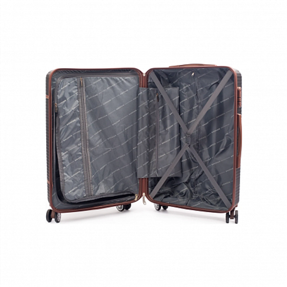 Набор чемоданов MOONSTONE серых 2шт ABS с кожаными полосками