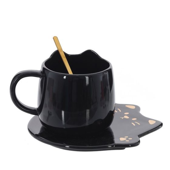 Кружка с блюдцем и ложкой, 300 мл, L16 W15 H10 см