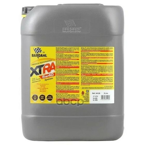 Масло моторное Bardahl XTRA 5W40 C3, SN, синтетическое, 20 л