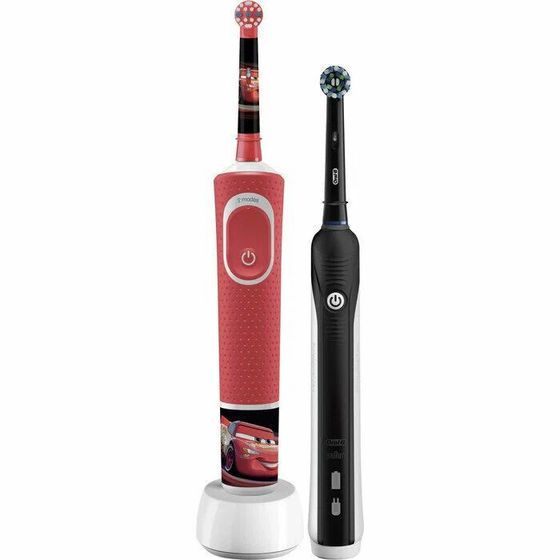 Набор зубных щеток электрических Oral-B Family Edition Pro 1 700+Kids Cars черный/красный