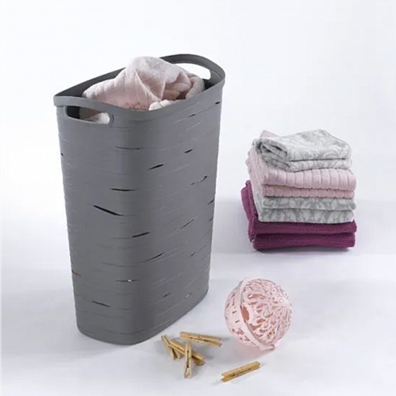 Корзина бельевая RIBBON 49л серый