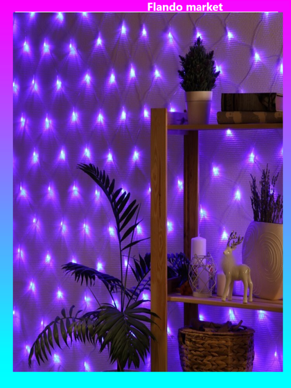 !09 Гирлянда «Сеть» 1.6 × 1.6 м, IP20, прозрачная нить, 144 LED, свечение синее, 8 режимов, 220 В