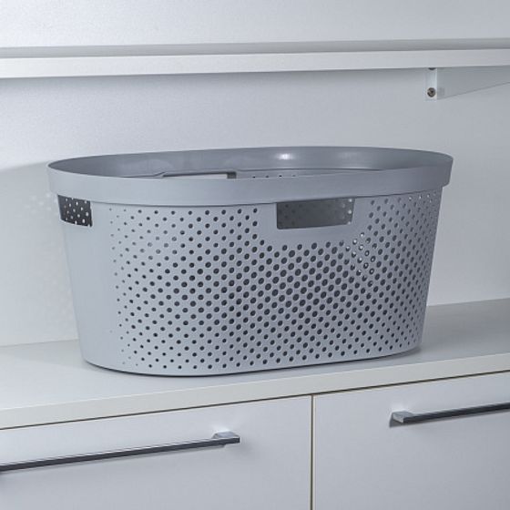 Корзина для глаженого белья INFINITY светло-серая 40л