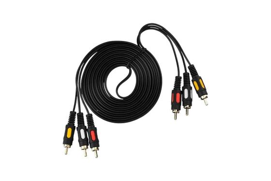 Кабель GoPower 3XRCA(m)-3XRCA(m) 3м черный (00-00027485)