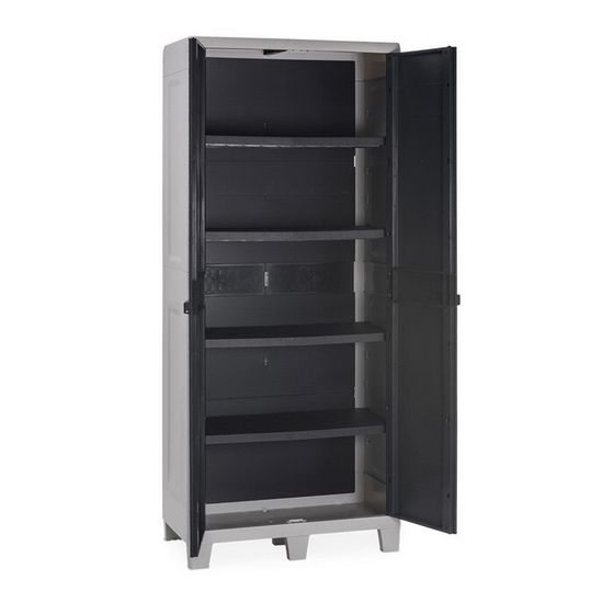 Шкаф, 78 × 46 × 182 см, 2-х дверный с 3 полками, серый, « WOODY&#39;S»