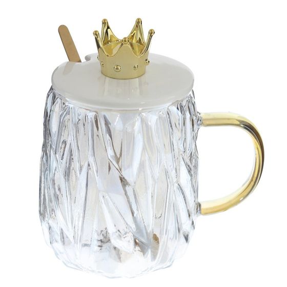 Кружка с крышкой и ложкой, 450 мл, L13 W9 H13,5 см, 3в.