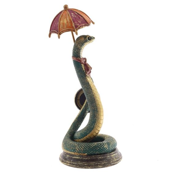 Фигурка декоративная с часами&quot;Змея&quot; (1хLR44 н/п), L15 W15 H38 см