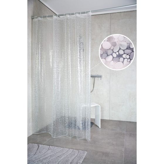 Штора для ванных комнат Stone полупрозрачный 180х200 см