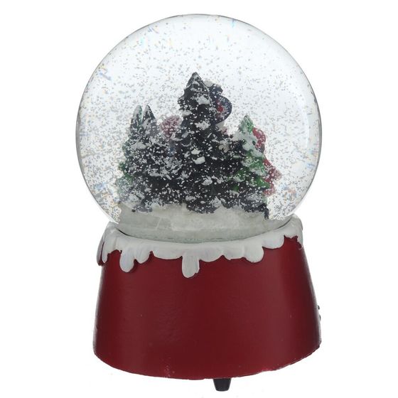 Фигурка декор в стекл шаре &quot;Снеговик и дети&quot; (муз ключ), D 10 см, L9,5 W10 H15 см