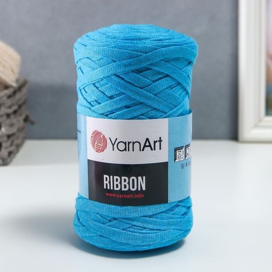 Пряжа &quot;Ribbon&quot; 40% полиэстер, 60% хлопок 125м/250гр (763 голуб. Бирюза)