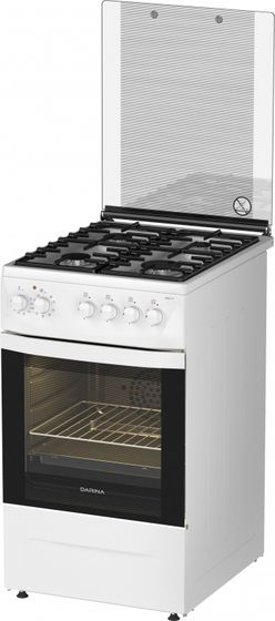 Плита комбинированная Darina 1D1 КМ 241 311 W белый/черный (стеклянная крышка) реш.чугун