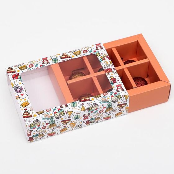 !Коробка для конфет 6 шт, 2 штуки "Детский день рождения" 13,7 х 9,85 х 3,86 см.