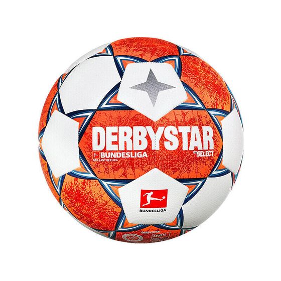 DERBYSTAR Size 5 Soccer PU Seamless Thermal-bonding Unisex Blue Orange White