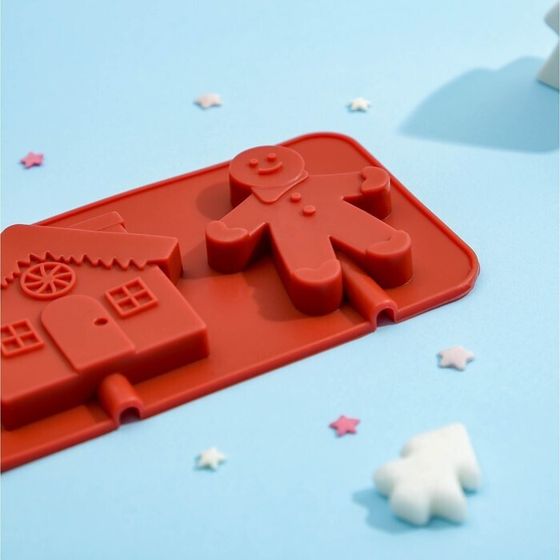 !09 Форма для леденцов «Дом для имбирного пряника», 31×9 см, 4 ячейки, цвет МИКС