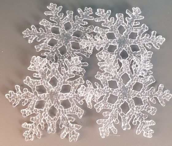 !09 НАБОР 4 ШТУКИ - НАБОР ЕЛОЧНЫХ УКРАШЕНИЙ &quot;CLASSIC WHITE&quot; - СНЕЖИНКА 10 СМ. ПРОЗРАЧНЫЙ