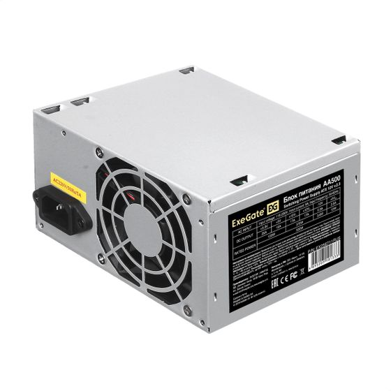 Блок питания 500W ATX ExeGate AA500 8cm fan 24pin 4pin 2xSATA 1xIDE (EX256711RUS)
