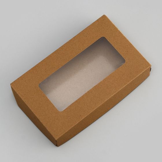 !Контейнер на вынос 7 штук, с окном, крафт, 20 х 12 х 4 см