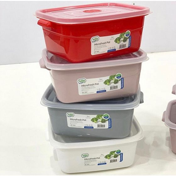 Контейнер для СВЧ розовый 2л прямоугольный