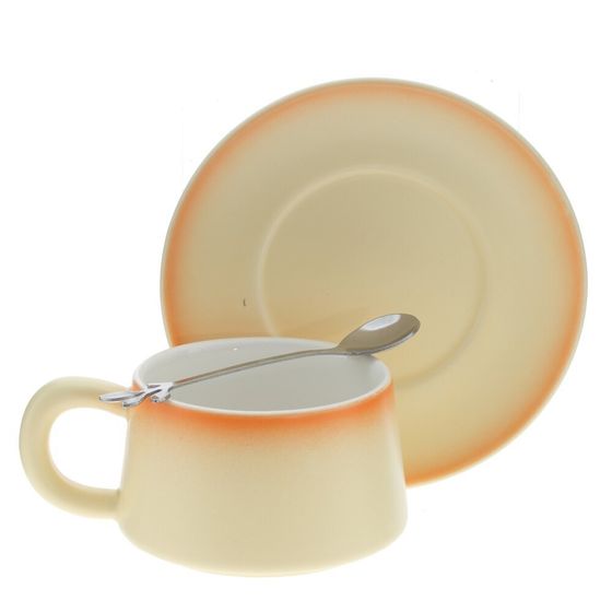 Кружка с блюдцем и ложкой, 250 мл, L16 W15 H8 см, 4в.